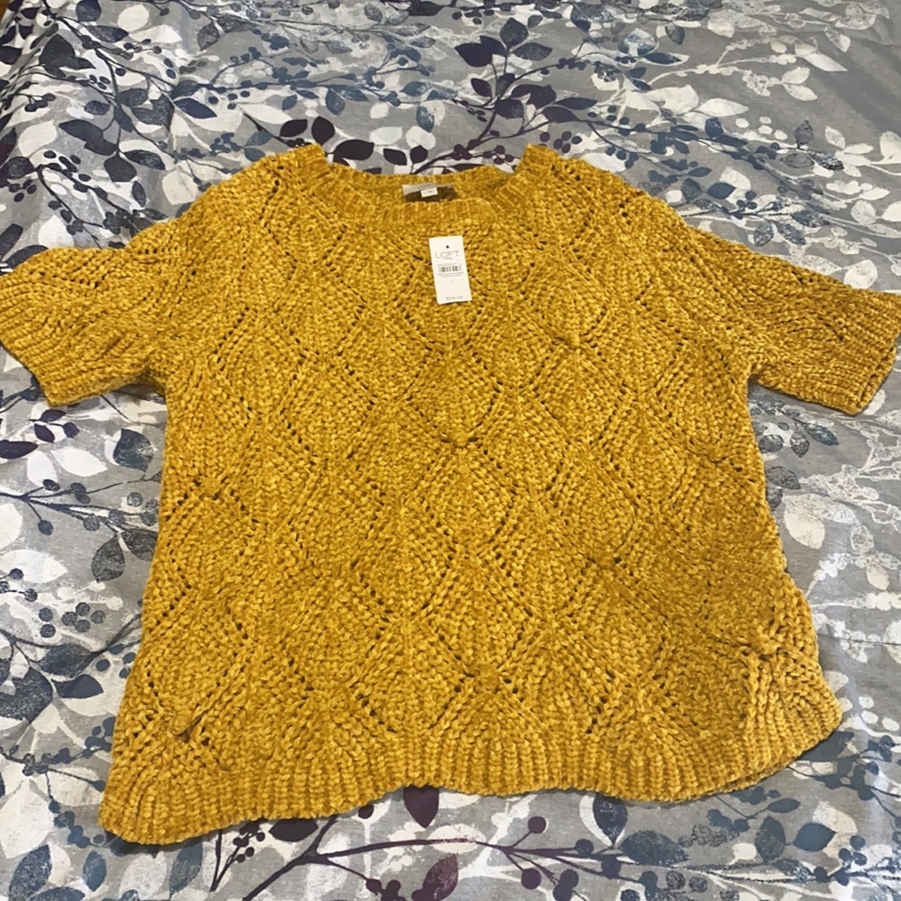 LOFT Mustard Short Sleeve Sweater